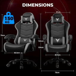 Gtplayer Gaming Chair, Heavy Duty Computer Chairs With Linkage Armrest And Lumbar Support, Ergonomic Office Chair, Grey - thumbnail 2