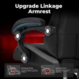 Gtplayer Gaming Chair, Heavy Duty Computer Chairs With Linkage Armrest And Lumbar Support, Ergonomic Office Chair, Grey - thumbnail 7