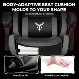 Gtplayer Gaming Chair, Heavy Duty Computer Chairs With Linkage Armrest And Lumbar Support, Ergonomic Office Chair, Grey - thumbnail 5