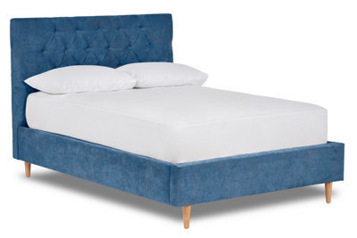 Divan Base Direct Solstice Modern Tall Chesterfield Fabric Bed Base Only 6Ft Super King- Brecon Marine - image 1