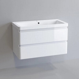 Bathroom Built In Sink Basin Vanity Unit Wall Hung Storage Drawer 800 mm White - thumbnail 4