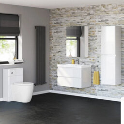 Bathroom Built In Sink Basin Vanity Unit Wall Hung Storage Drawer 800 mm White - thumbnail 3