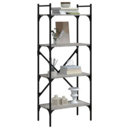 Berkfield Durable Bookcase 4-Tier Grey Sonoma 56X31.5X138.5 Cm Engineered Wood - thumbnail 3