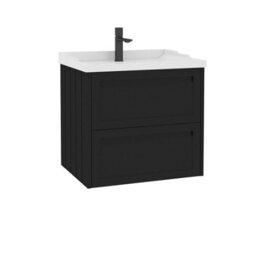 Royal Bathrooms Elmore 600mm Wall Hung 2 Drawer Bathroom Vanity Unit With Traditional Ceramic Basin Sink - Matt Nocturne Black - thumbnail 6