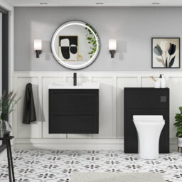 Royal Bathrooms Elmore 600mm Wall Hung 2 Drawer Bathroom Vanity Unit With Traditional Ceramic Basin Sink - Matt Nocturne Black - thumbnail 4