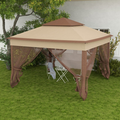 Outsunny Garden Folding Tent Heavy Duty Pop Up Gazebo For Party Khaki - image 1