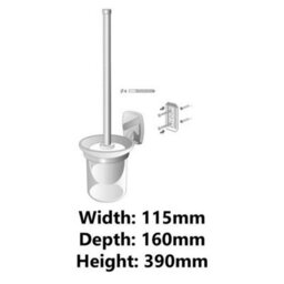 Bisk Tempered Glass Cup + Toilet Cleaning Brush Bathroom Chromed Zamak Wall Mounted - thumbnail 3