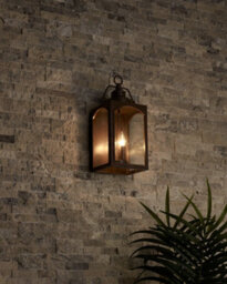 Stylish Outdoor Ip44 3 Bulb Wall Light Lantern In Copper Oxide Finish - thumbnail 2