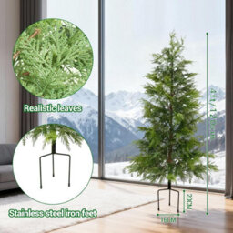 London Boutique 2 Pack 120Cm Pre-Lit Artificial Cypress Trees, Warm White Led Lights, Uv Resistant Faux Plants With Ground Spikes - thumbnail 2