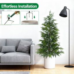 London Boutique 2 Pack 120Cm Pre-Lit Artificial Cypress Trees, Warm White Led Lights, Uv Resistant Faux Plants With Ground Spikes - thumbnail 7