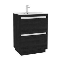 Royal Bathrooms Orion 600mm Floor Standing Vanity Unit 2 Door Hale Black With Carrara White Basin & Brushed Brass Accent Trim - thumbnail 7