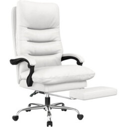 White Executive Office Chair Computer Swivel Chair For Home With Arm & Footrest - thumbnail 1