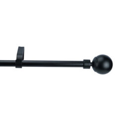 GoodHome Araxos Matt Black Extendable Ball Single Curtain Pole Set, (L)1200mm-2100mm (Dia)19mm - thumbnail 1
