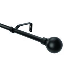 GoodHome Araxos Matt Black Extendable Ball Single Curtain Pole Set, (L)1200mm-2100mm (Dia)19mm - thumbnail 2