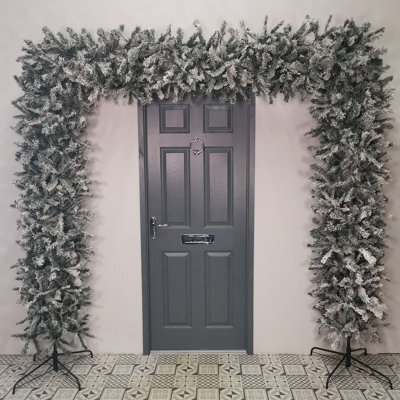 Samuel Alexander 8Ft Indoor Flocked Pvc Christmas Tree Arch With Snow Tips And Flat Top - image 1