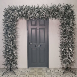 Samuel Alexander 8Ft Indoor Flocked Pvc Christmas Tree Arch With Snow Tips And Flat Top