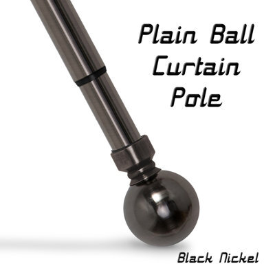 Ameha Curtain Metal Pole Extendable Curtain Rod,60mm Finials, Ring,brackets And Fitting Set (120-210Cm, 48''- 84'',black Nickel) - image 1
