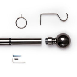 Ameha Curtain Metal Pole Extendable Curtain Rod,60mm Finials, Ring,brackets And Fitting Set (120-210Cm, 48''- 84'',black Nickel) - thumbnail 8