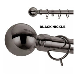 Ameha Curtain Metal Pole Extendable Curtain Rod,60mm Finials, Ring,brackets And Fitting Set (120-210Cm, 48''- 84'',black Nickel) - thumbnail 4
