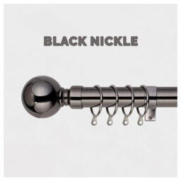 Ameha Curtain Metal Pole Extendable Curtain Rod,60mm Finials, Ring,brackets And Fitting Set (120-210Cm, 48''- 84'',black Nickel) - thumbnail 3