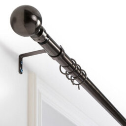 Ameha Curtain Metal Pole Extendable Curtain Rod,60mm Finials, Ring,brackets And Fitting Set (120-210Cm, 48''- 84'',black Nickel) - thumbnail 2