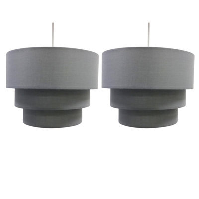 First Choice Lighting Pair Of Dark Grey 3 Tier Ceiling Light Shades - image 1