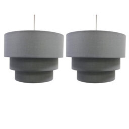 First Choice Lighting Pair Of Dark Grey 3 Tier Ceiling Light Shades - thumbnail 1