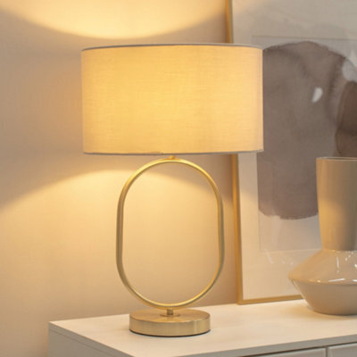 Valuelights Antonia Cream Shade Brushed Gold Oval Table Lamp - image 1