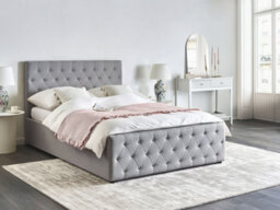 Beliani Ottoman Bed Fabric Amiens 140 X 200 Cm (Eu Double) Light Grey - thumbnail 2