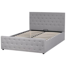 Beliani Ottoman Bed Fabric Amiens 140 X 200 Cm (Eu Double) Light Grey - thumbnail 5