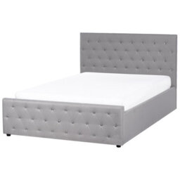 Beliani Ottoman Bed Fabric Amiens 140 X 200 Cm (Eu Double) Light Grey - thumbnail 4