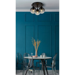 Luminosa Lighting Luminosa Dalton Shade Cluster Ceiling Light Matt Black Balls Smoke Glass Shade 3X E27 - thumbnail 4