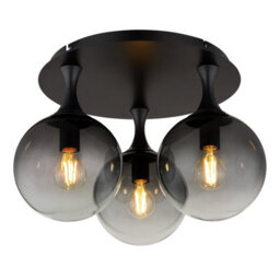Luminosa Lighting Luminosa Dalton Shade Cluster Ceiling Light Matt Black Balls Smoke Glass Shade 3X E27 - thumbnail 1