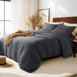 Aspire Homeware Grey Duvet Cover Set, Soft Microfiber & Reversible, Single (L)200Cm X (W)135Cm - thumbnail 5