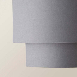 Valuelights Jodie Two Tier Grey Linen Ceiling Drum Lamp Shade And Bulb (D)30Cm - thumbnail 5