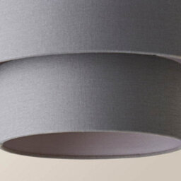 Valuelights Jodie Two Tier Grey Linen Ceiling Drum Lamp Shade And Bulb (D)30Cm - thumbnail 6