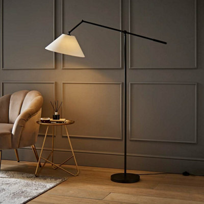 Valuelights Layla Black Adjustable Floor Lamp With Linen Shade - image 1