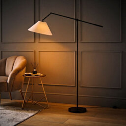 Valuelights Layla Black Adjustable Floor Lamp With Linen Shade - thumbnail 2
