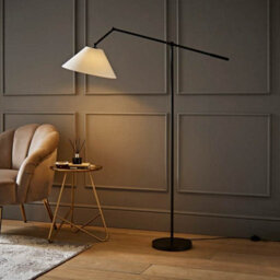 Valuelights Layla Black Adjustable Floor Lamp With Linen Shade - thumbnail 1