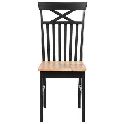 Beliani Set Of 2 Dining Chairs Black And Light Wood - Traditional Scandinavian Style Comfortable Ergonomic Seating - image 1