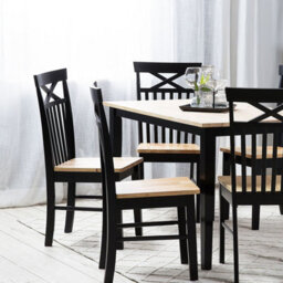 Beliani Set Of 2 Dining Chairs Black And Light Wood - Traditional Scandinavian Style Comfortable Ergonomic Seating - thumbnail 2