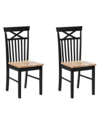 Beliani Set Of 2 Dining Chairs Black And Light Wood - Traditional Scandinavian Style Comfortable Ergonomic Seating - thumbnail 3