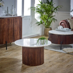 Worcester Ruby Mango Wood Coffee Table With Marble Top - thumbnail 2