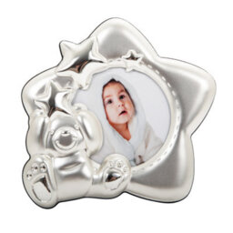 Happy Homewares Star Shaped Silver Plated Baby Photo Frame With Teddy Bear And Decorative Stars - thumbnail 2