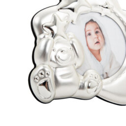 Happy Homewares Star Shaped Silver Plated Baby Photo Frame With Teddy Bear And Decorative Stars - thumbnail 3