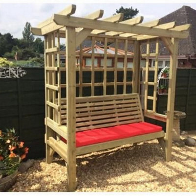 Churnet Valley Garden Furniture Ltd Beatrice Arbour - Sits 3, Wooden Garden Bench With Trellis - L90 X W170 X H210 Cm - Minimal Assembly Required - image 1