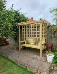 Churnet Valley Garden Furniture Ltd Beatrice Arbour - Sits 3, Wooden Garden Bench With Trellis - L90 X W170 X H210 Cm - Minimal Assembly Required - thumbnail 2