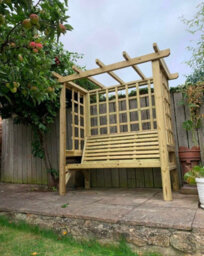 Churnet Valley Garden Furniture Ltd Beatrice Arbour - Sits 3, Wooden Garden Bench With Trellis - L90 X W170 X H210 Cm - Minimal Assembly Required - thumbnail 3