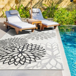 Homeart Outdoor Indoor Rug, Easy Clean, Uv Weather Resistant Rug For Patio, Gardenbellis Black, Grey,180X270Cm - thumbnail 2
