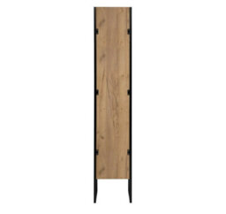 Impact Furniture Freestanding Tall Bathroom Cabinet Storage Unit Tallboy Black Steel Industrial Frame Oak Finish Loft Display Shelf Brook - thumbnail 5
